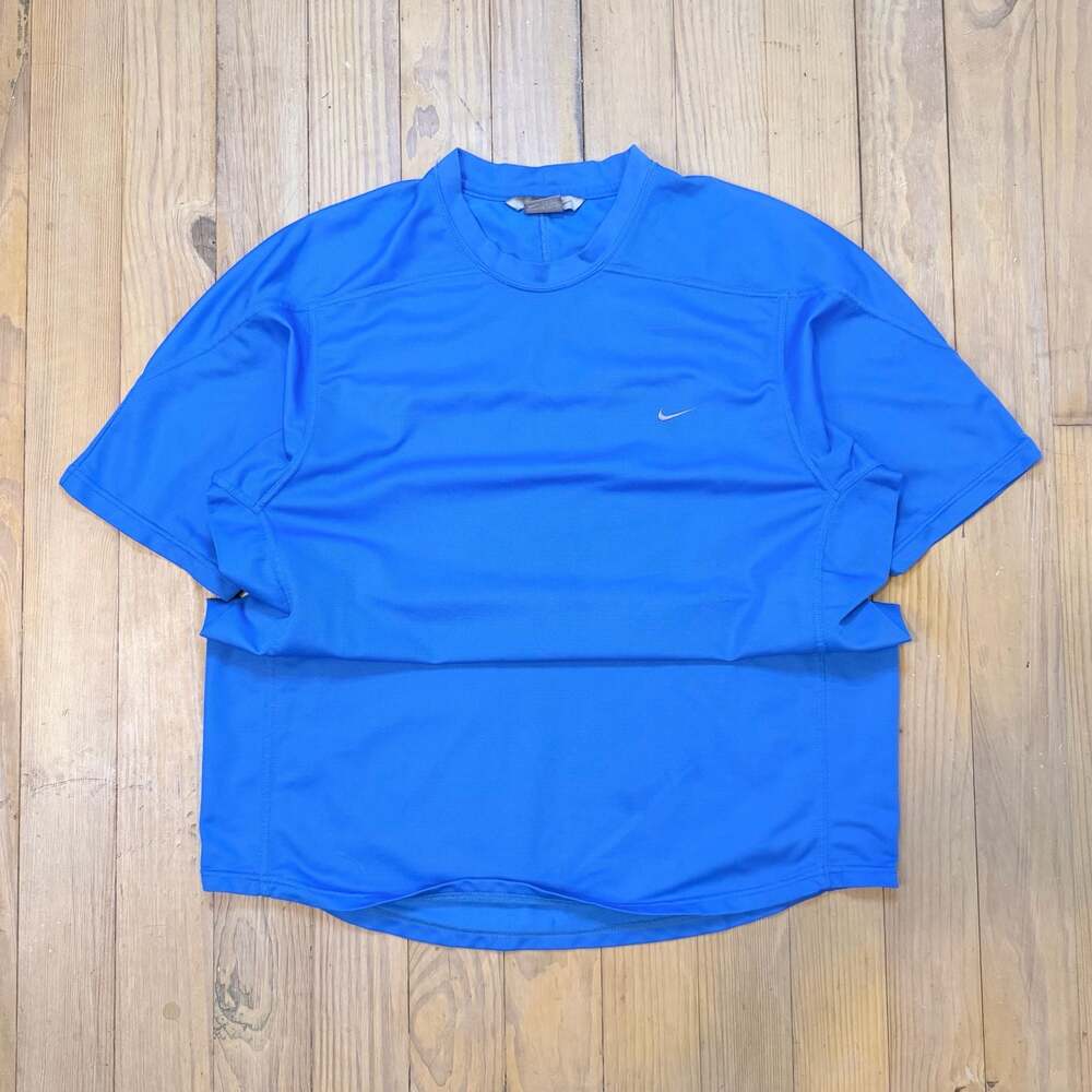 Vintage Nike Blue Athletic Short Sleeve T-Shirt with Embroidered Mini Swoosh
